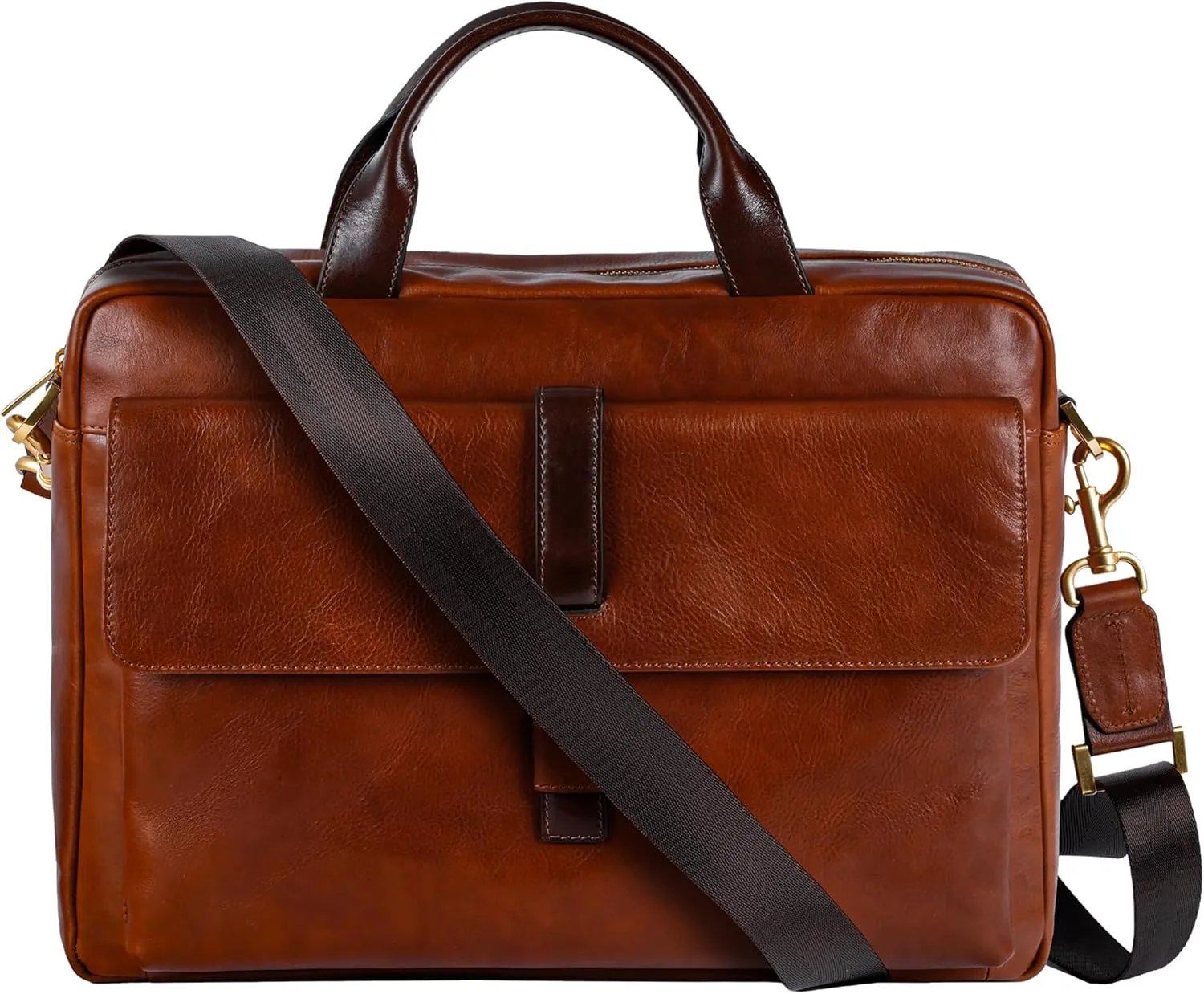 Time Resistance Leather Briefcase - Italian Handmade Leather Laptop Bag - Handbag for Men and Women