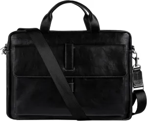 Time Resistance Leather Briefcase - Italian Handmade Leather Laptop Bag - Handbag for Men and Women