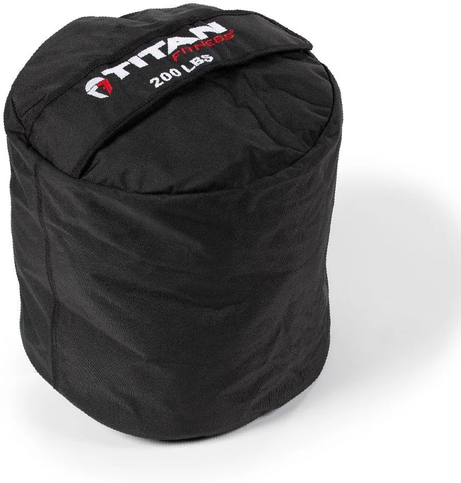 Titan Fitness 200 LB HD Strongman Sandbags, Double Layer, 1050D Cordura, Black, Carry Home Gym Training