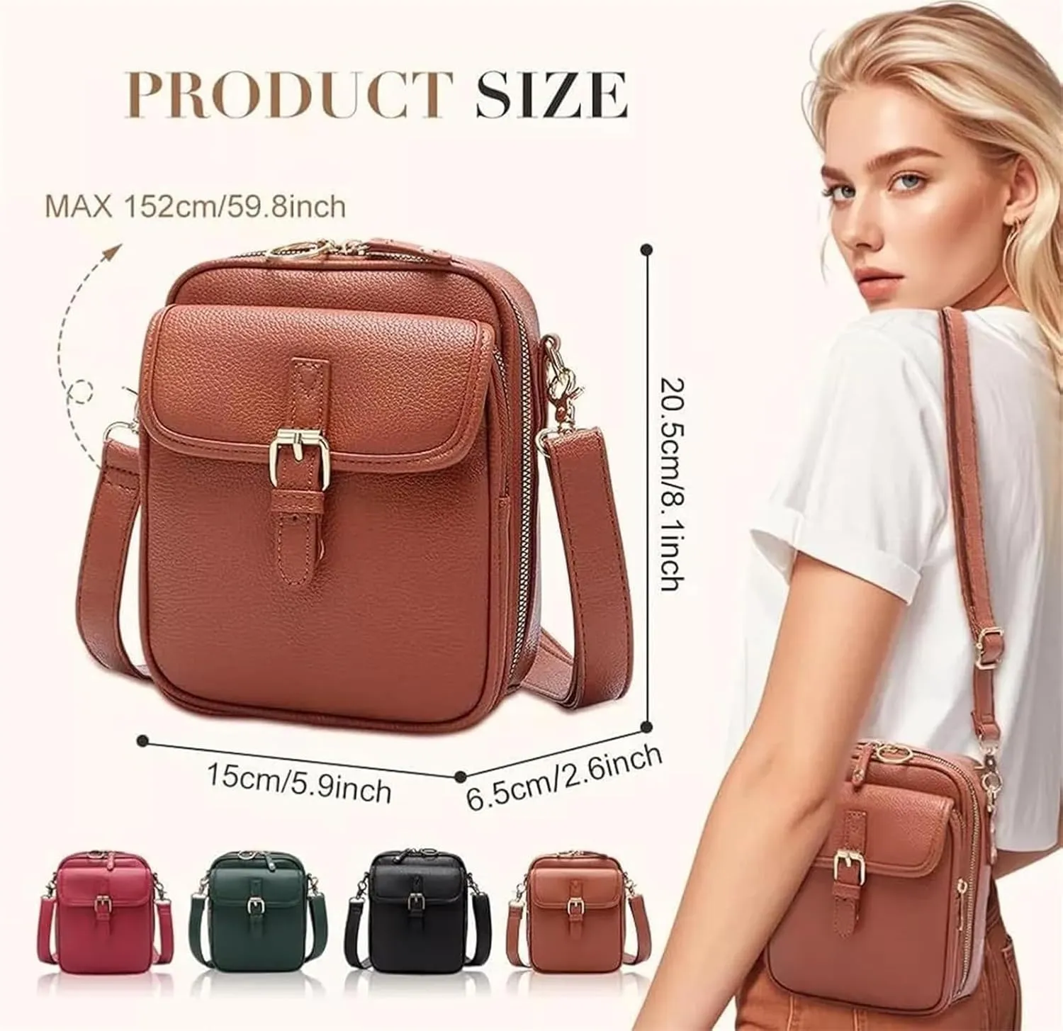 Tojoyride Crossbody Purse, Vintage Urvashi Crossbody Bag, Multifunctional Mini Bag with Card Slots Anti-Theft Zipper