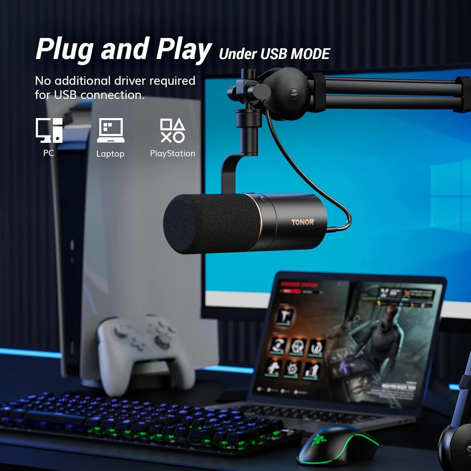 TONOR Dynamic Microphone, XLR/USB Microphone for Podcast, Recording, Streaming, Gaming, XLR Cardioid Studio Mic with Quick Mute, 3.5mm Headphone Jack, Volume Control, TD510