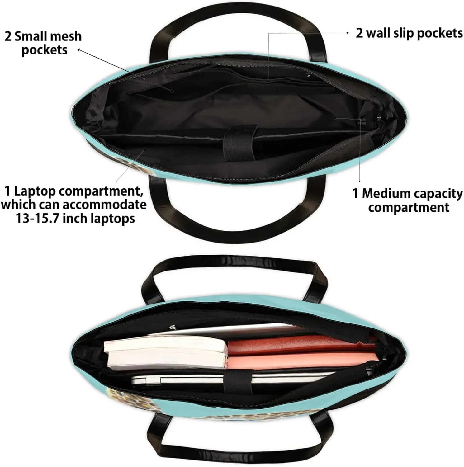 Tote Bag for Women with Zipper, Laptop Tote Bags Laptop Sleeve Case Shoulder Bag Messenger Bags