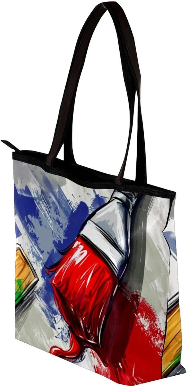 Tote Bags, Large Tote Bag, Tote Bag with Zipper, Coconut Tree Flower Dinosaur Cartoon, Womens Tote Bag
