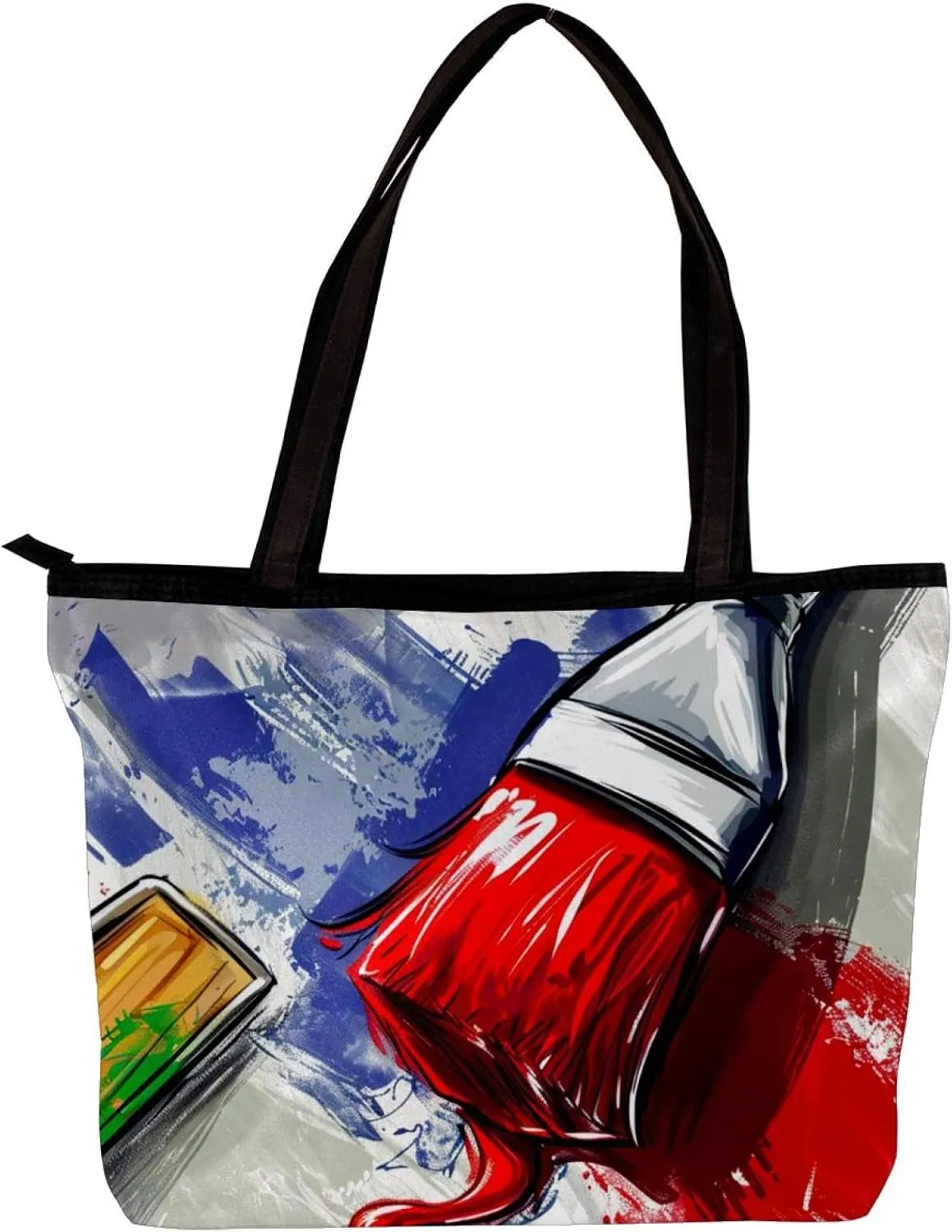 Tote Bags, Large Tote Bag, Tote Bag with Zipper, Coconut Tree Flower Dinosaur Cartoon, Womens Tote Bag