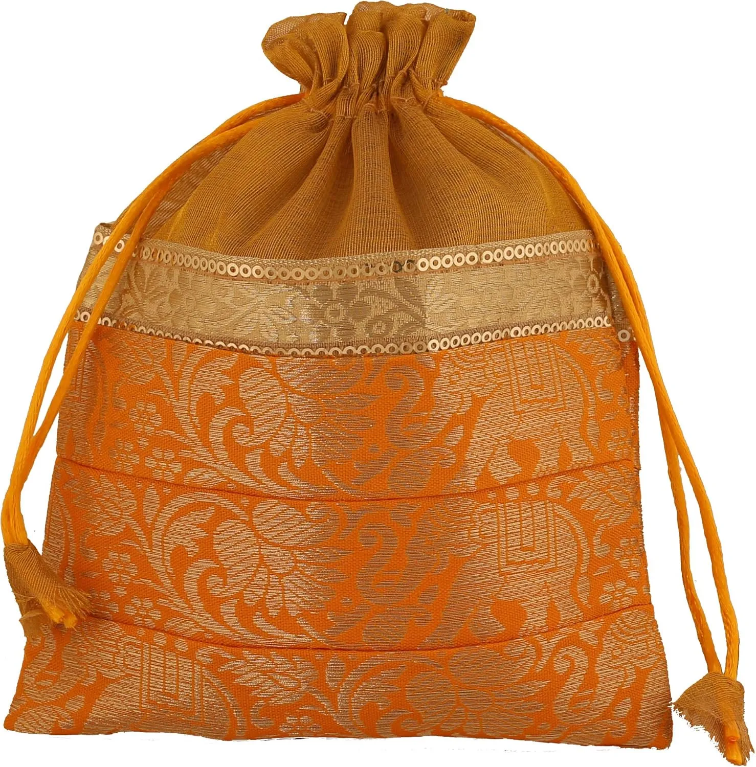 Touchstone Drawstring Bags Traditional Indian Handcrafted in Elephant Pattern Brocade fabric. Perfect for Gifts Jewelry Weddings Sweet Distribution Set of 6 Vibrant Multicolor Pouches Purses Potl