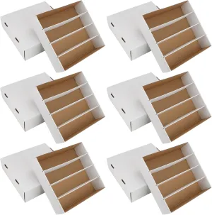 Trading Card Storage Box 3120 Count Collector Cards Box White Sports Card Storage Boxes Card Sorting Tray Cases Cards Collection Trading Cards Box for Soccer Basketball Cards(6 Set)