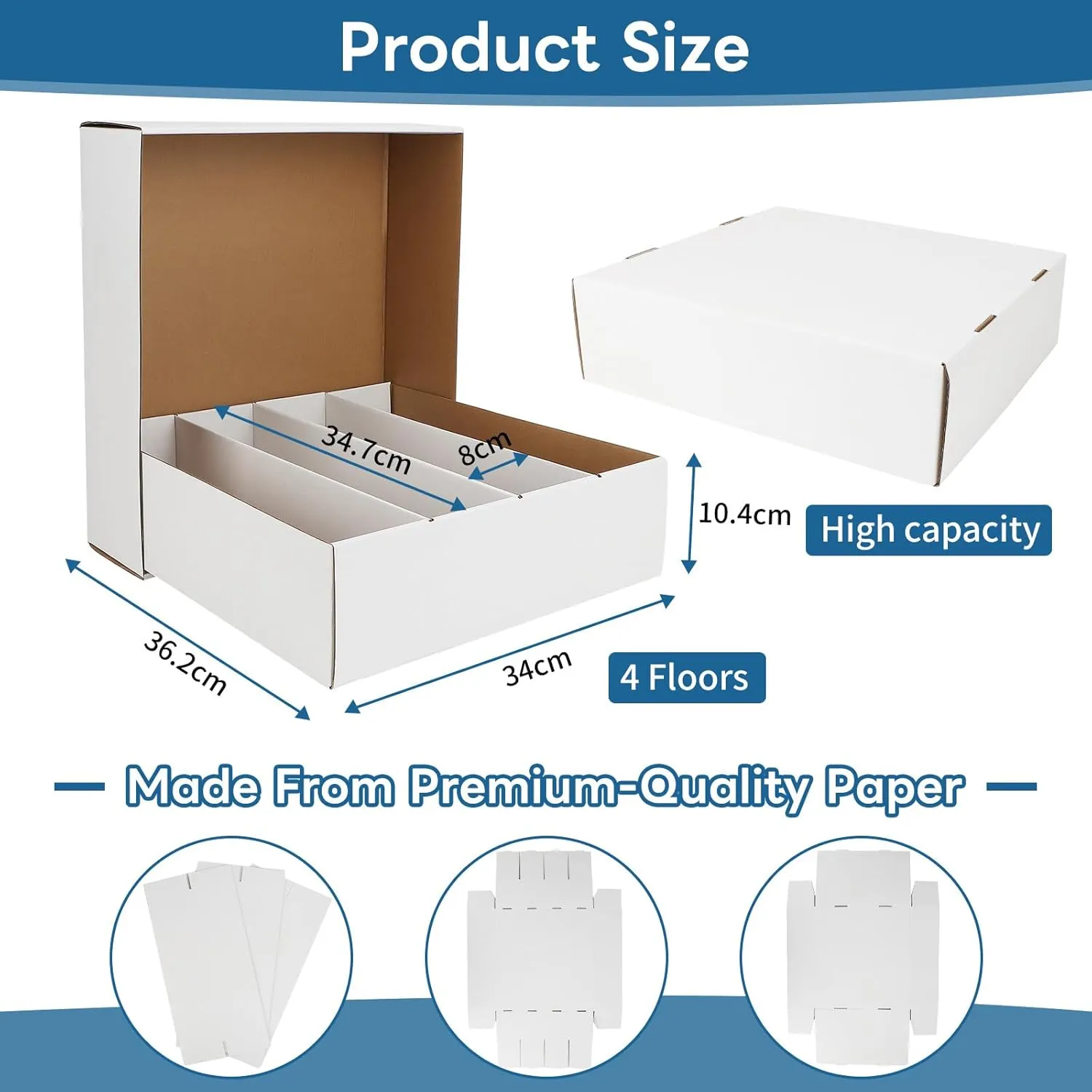 Trading Card Storage Box 3120 Count Collector Cards Box White Sports Card Storage Boxes Card Sorting Tray Cases Cards Collection Trading Cards Box for Soccer Basketball Cards(6 Set)