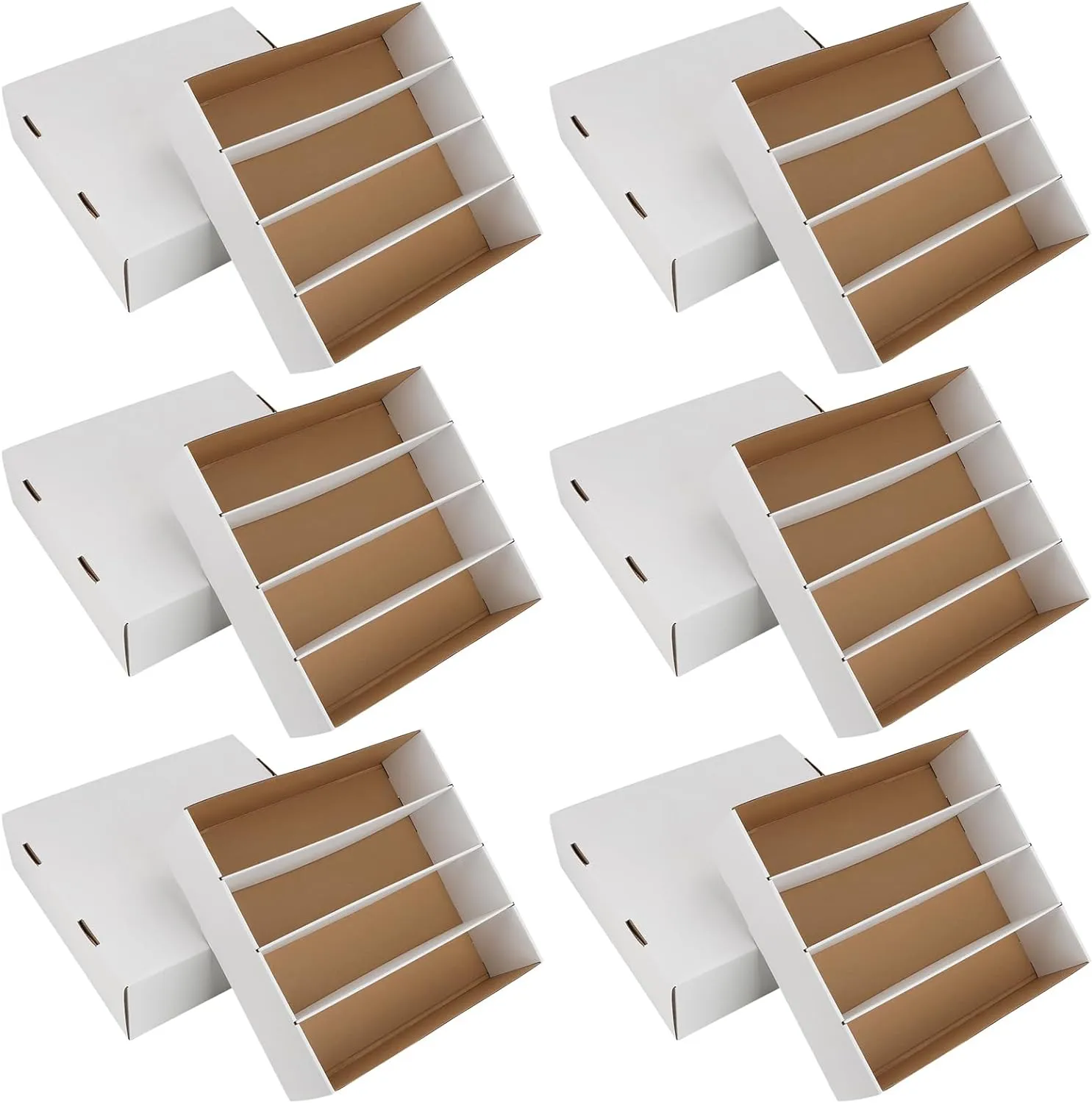 Trading Card Storage Box 3120 Count Collector Cards Box White Sports Card Storage Boxes Card Sorting Tray Cases Cards Collection Trading Cards Box for Soccer Basketball Cards(6 Set)
