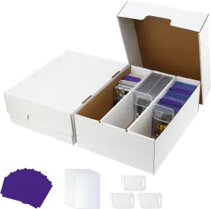 Trading Card Storage Box 4200-Count-3 Row Design/16 Dividers&6 Supporters&100 Soft Sleeves-Fits MTG, TCG, Sports Cards(Sleeved/Unsleeved)-Magnetic&Toploader Compatible(2 Pack)