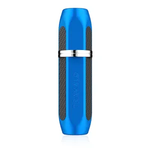 Travalo Vector Travel Perfume Atomizer with U-Change System - Leak-Proof and TSA Approved for Air Travel - Stylish Mini Perfume Refillable Bottle with Case - Blue 0.17oz