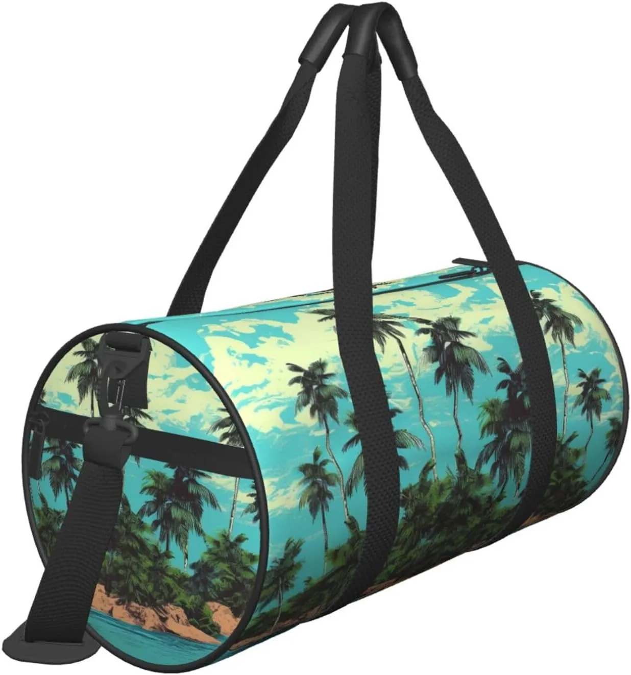 Travel Duffel Bag Island And Coconut Trees Weekender Overnight Bag For Men Women Large Capacity Sports Gym Bag Canvas Carry On Tote Bags For Travel Yoga