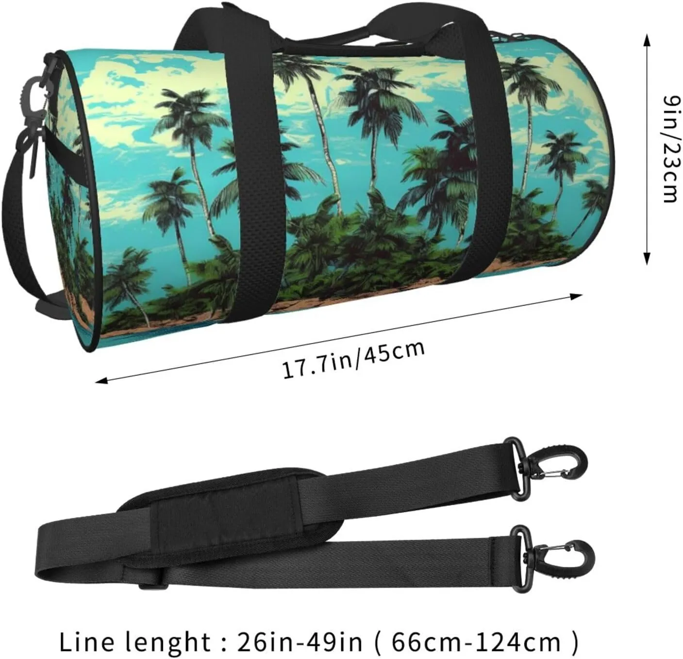 Travel Duffel Bag Island And Coconut Trees Weekender Overnight Bag For Men Women Large Capacity Sports Gym Bag Canvas Carry On Tote Bags For Travel Yoga