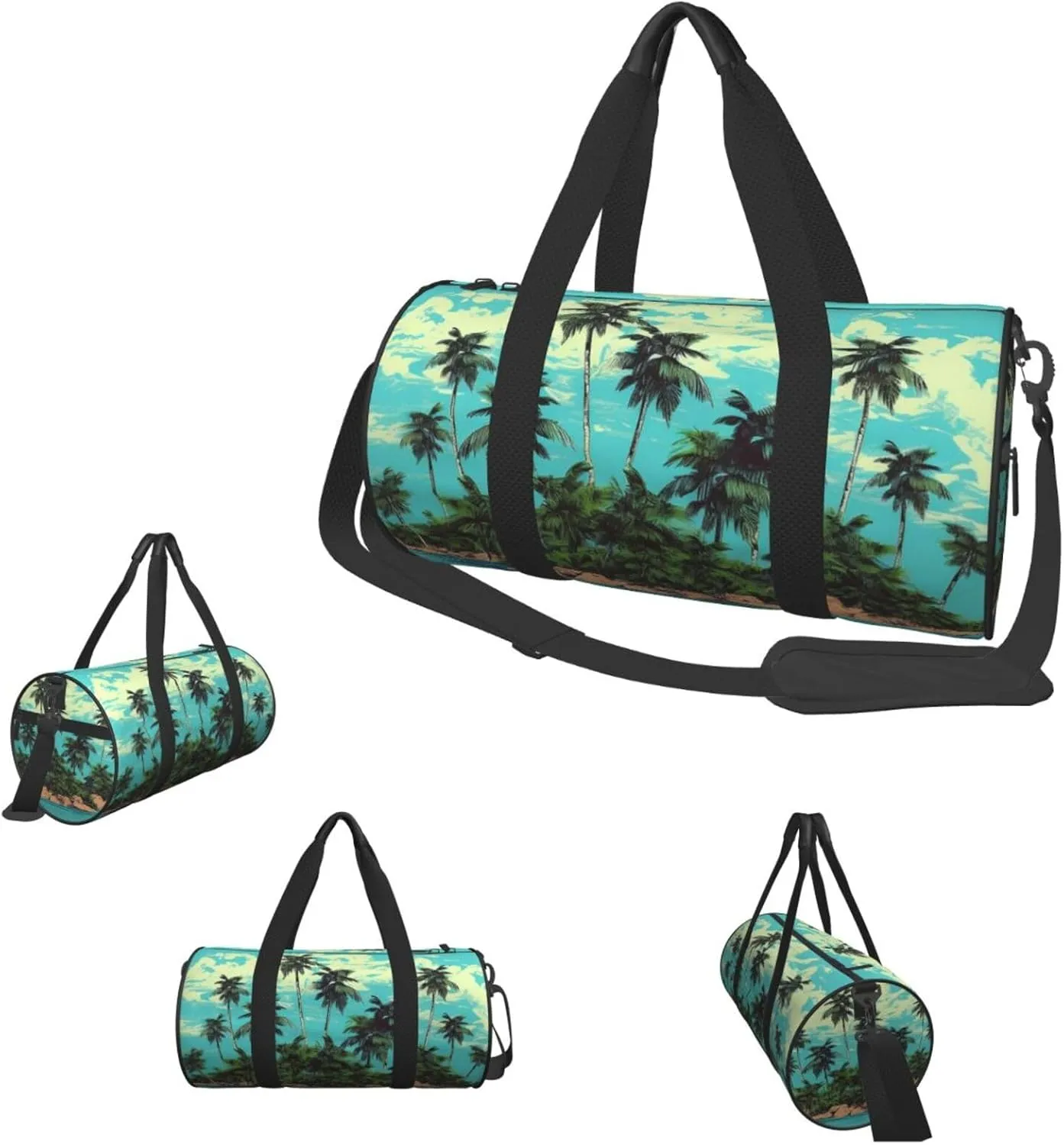 Travel Duffel Bag Island And Coconut Trees Weekender Overnight Bag For Men Women Large Capacity Sports Gym Bag Canvas Carry On Tote Bags For Travel Yoga