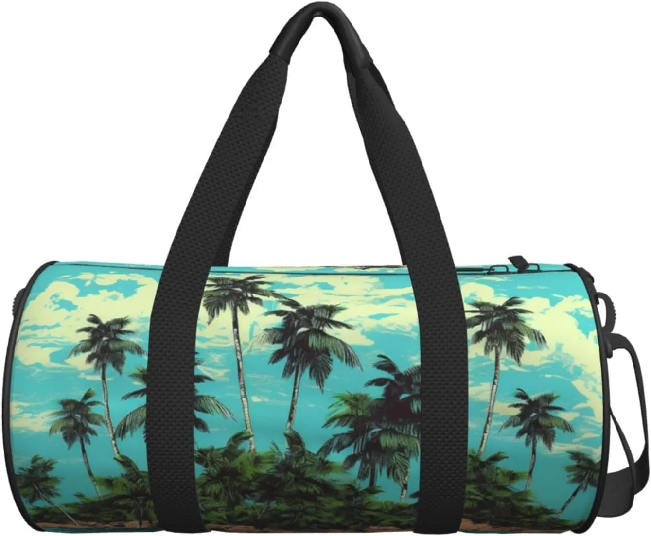 Travel Duffel Bag Island And Coconut Trees Weekender Overnight Bag For Men Women Large Capacity Sports Gym Bag Canvas Carry On Tote Bags For Travel Yoga