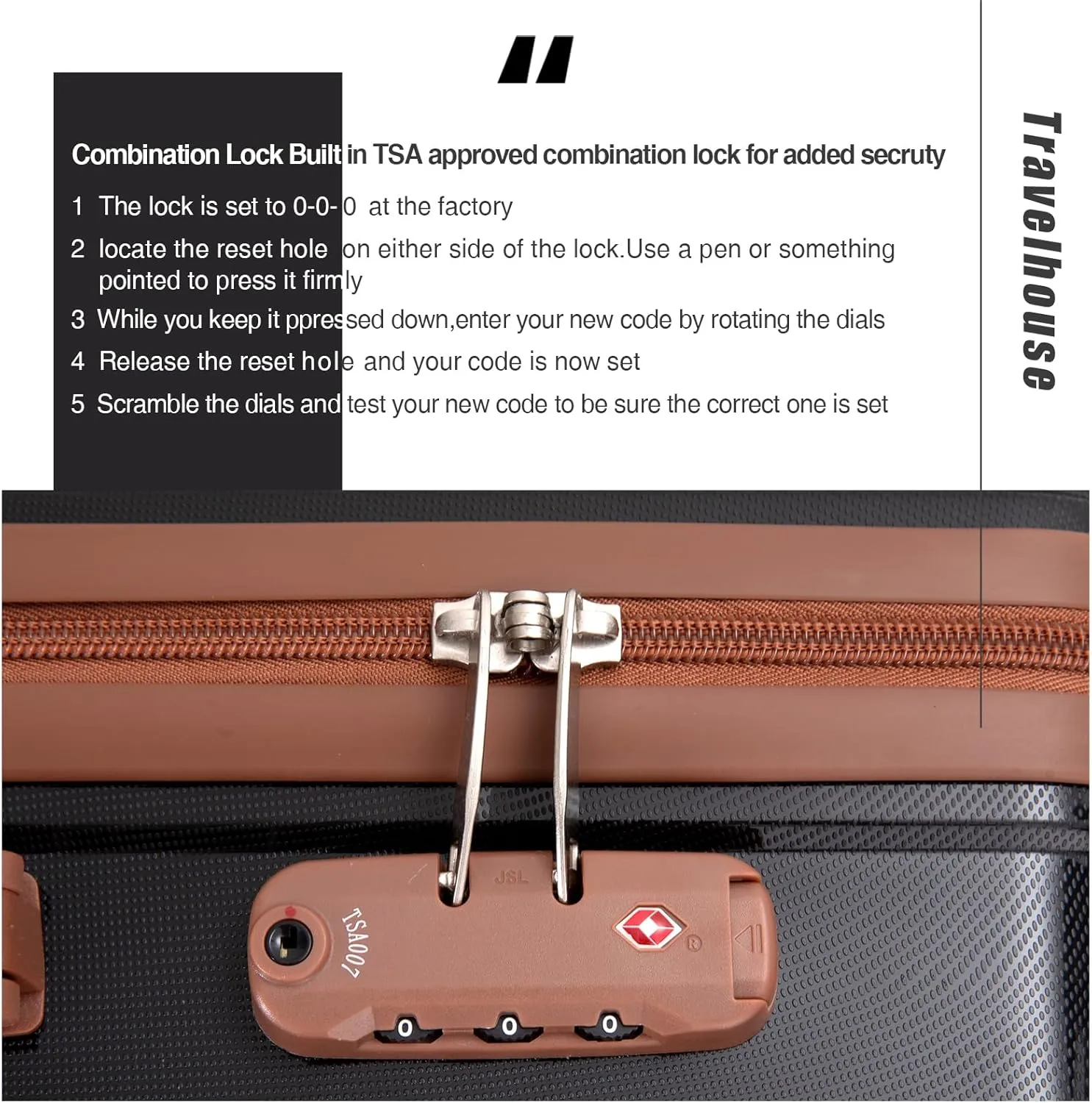 Travelhouse Luggage Sets 5 Piece Suitcases with Wheels ABS Hardshell Suitcase Set Spinner Wheels Carry on Suitcase with TSA Lock Durable Waterproof Travel Luggage (BLACK)