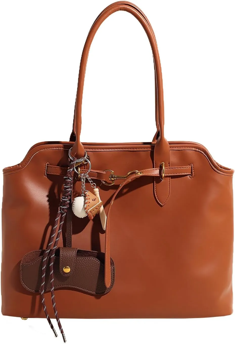 Trendy Tote Bag for Women PU Leather Vintage Work Tote Top Handle Travel Handbag