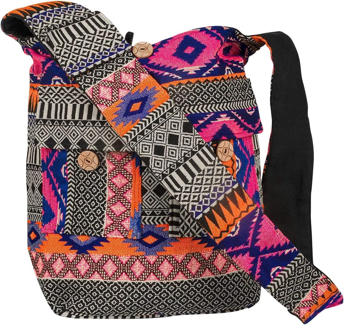 Tribe Azure Fair Trade Crossbody Handwoven Thick Cotton Shoulder Bag Shopping Market Purse Pink Casual Boho Roomy Spacious
