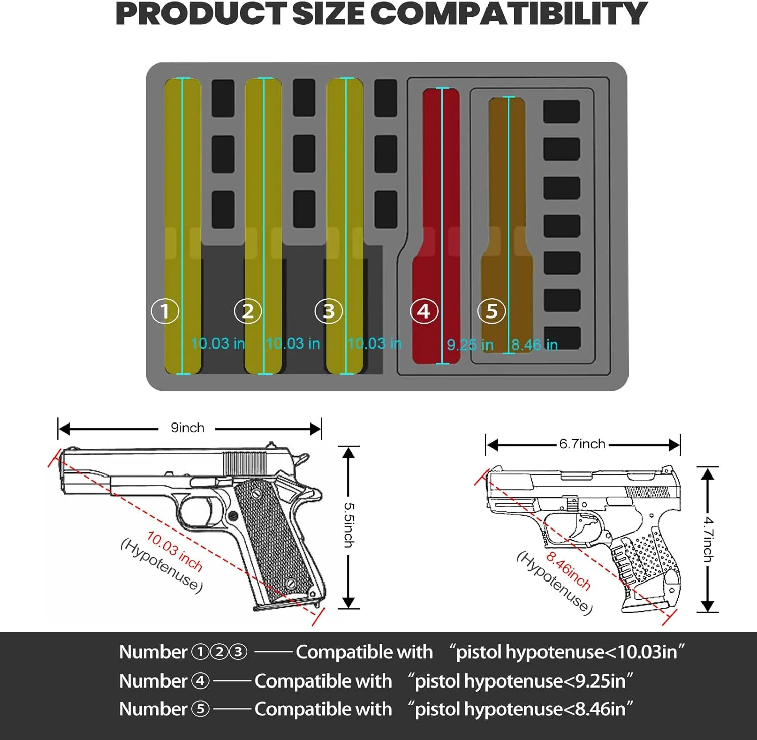 TSA Approved Gun Case for Pistol - Holds Multiple Handguns Case | Air Travel Hard Shell Pistol Case | Pre-cut Heavy Duty Waterproof Gun Case with Silica Gel Canister
