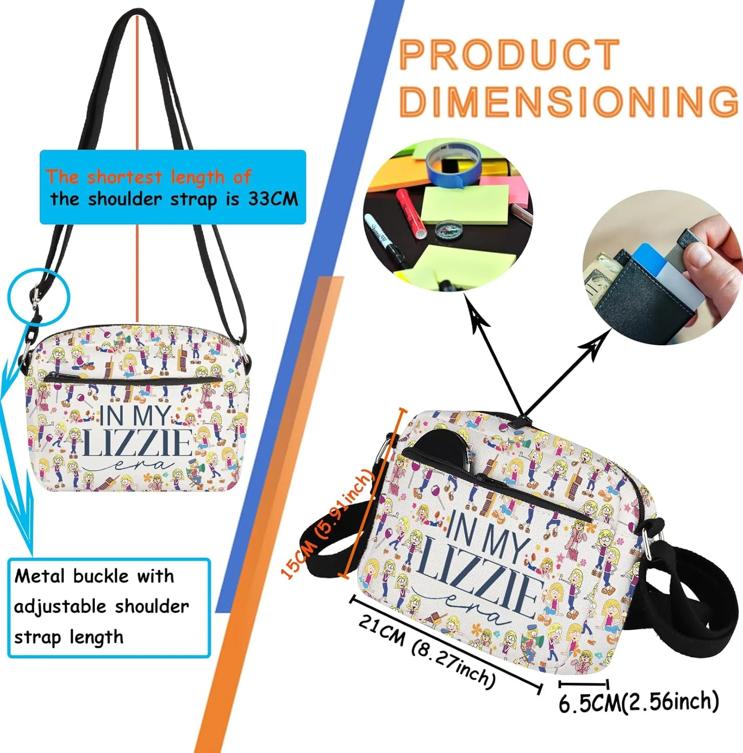 TSOTMO Cartoon Merchandise Crossbody Bag Lizzie Era Messenger Bag for Fans