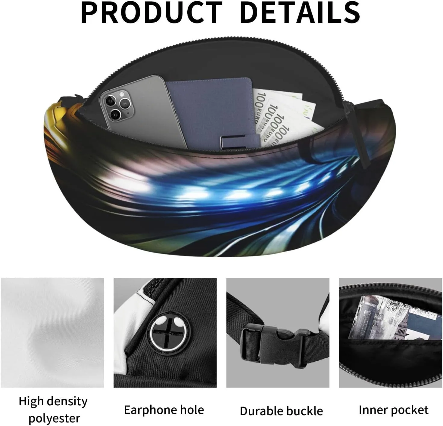 Tube Subway Underground Train Fanny Pack, Crossbody Waist Packs for Women Men Waist Bags with Adjustable Strap for Travel Running Hiking Sport