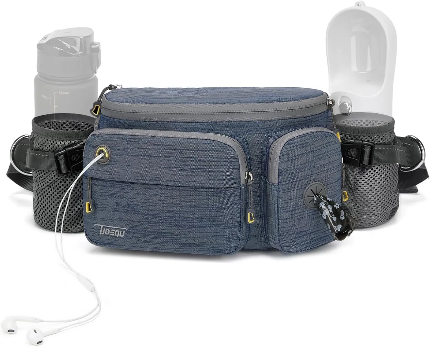 TUDEQU Waist Bag for Men, Mens Fanny Pack Crossbody, Large Fanny Pack for Men with Water Bottle Holders, Hiking Waist Pack