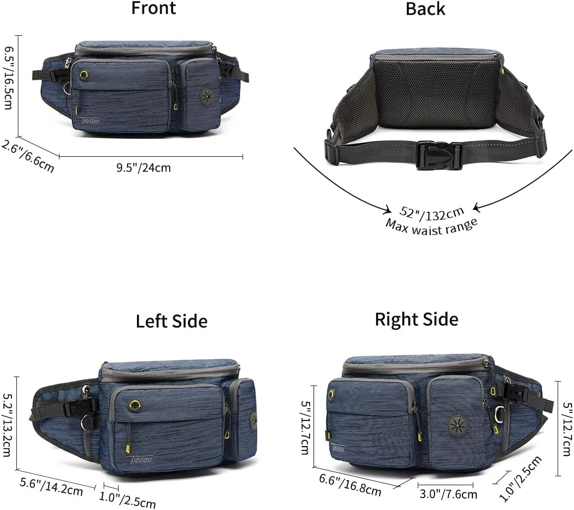 TUDEQU Waist Bag for Men, Mens Fanny Pack Crossbody, Large Fanny Pack for Men with Water Bottle Holders, Hiking Waist Pack
