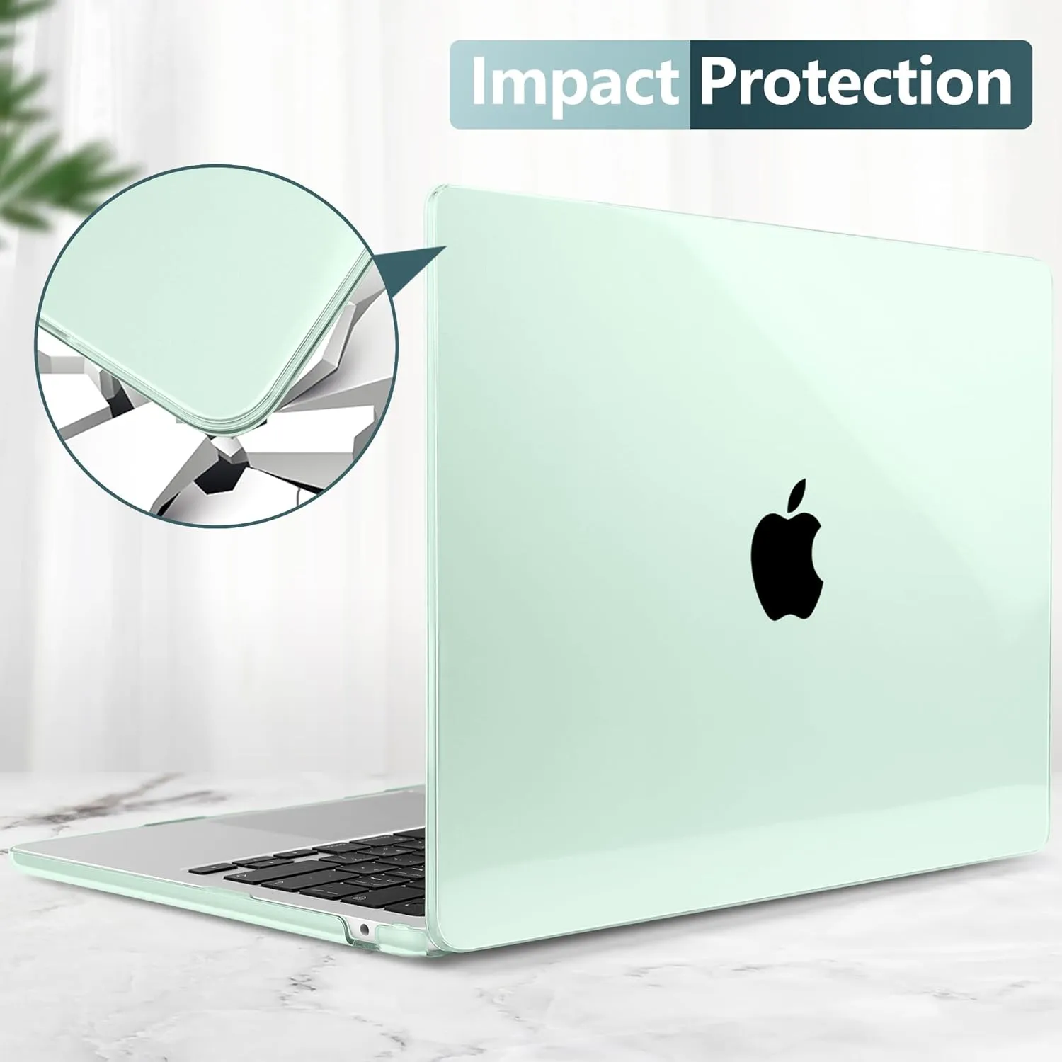TWOLSKOO Compatible with M4 MacBook Air 15 inch Case 2025-2023 Release M4 A3241 M3 A3114 M2 A2941, Plastic Hard Shell&Screen Protector&Keyboard Cover&Trackpad Film&Type C Adapter, Crystal Green