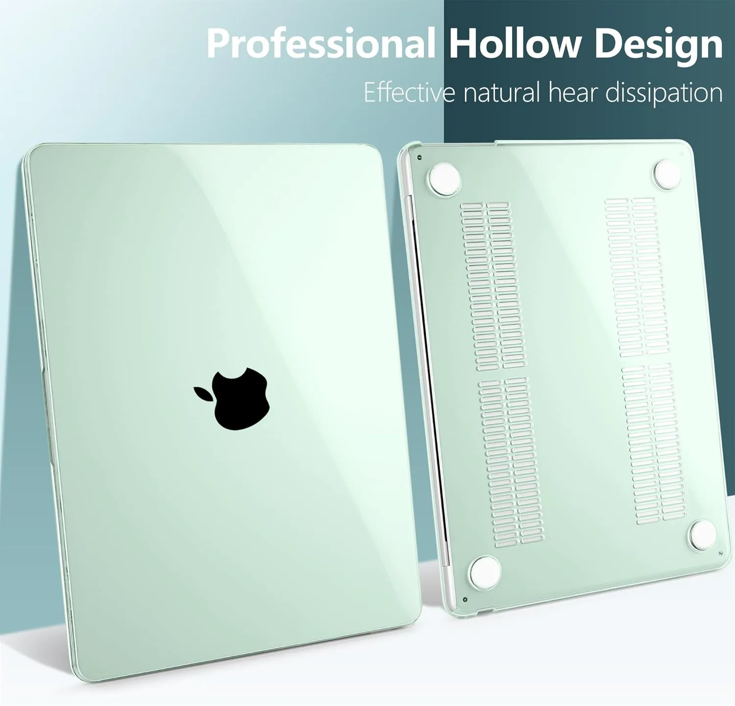 TWOLSKOO Compatible with M4 MacBook Air 15 inch Case 2025-2023 Release M4 A3241 M3 A3114 M2 A2941, Plastic Hard Shell&Screen Protector&Keyboard Cover&Trackpad Film&Type C Adapter, Crystal Green