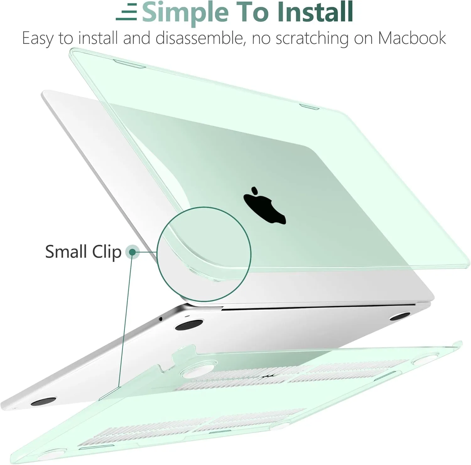 TWOLSKOO Compatible with M4 MacBook Air 15 inch Case 2025-2023 Release M4 A3241 M3 A3114 M2 A2941, Plastic Hard Shell&Screen Protector&Keyboard Cover&Trackpad Film&Type C Adapter, Crystal Green