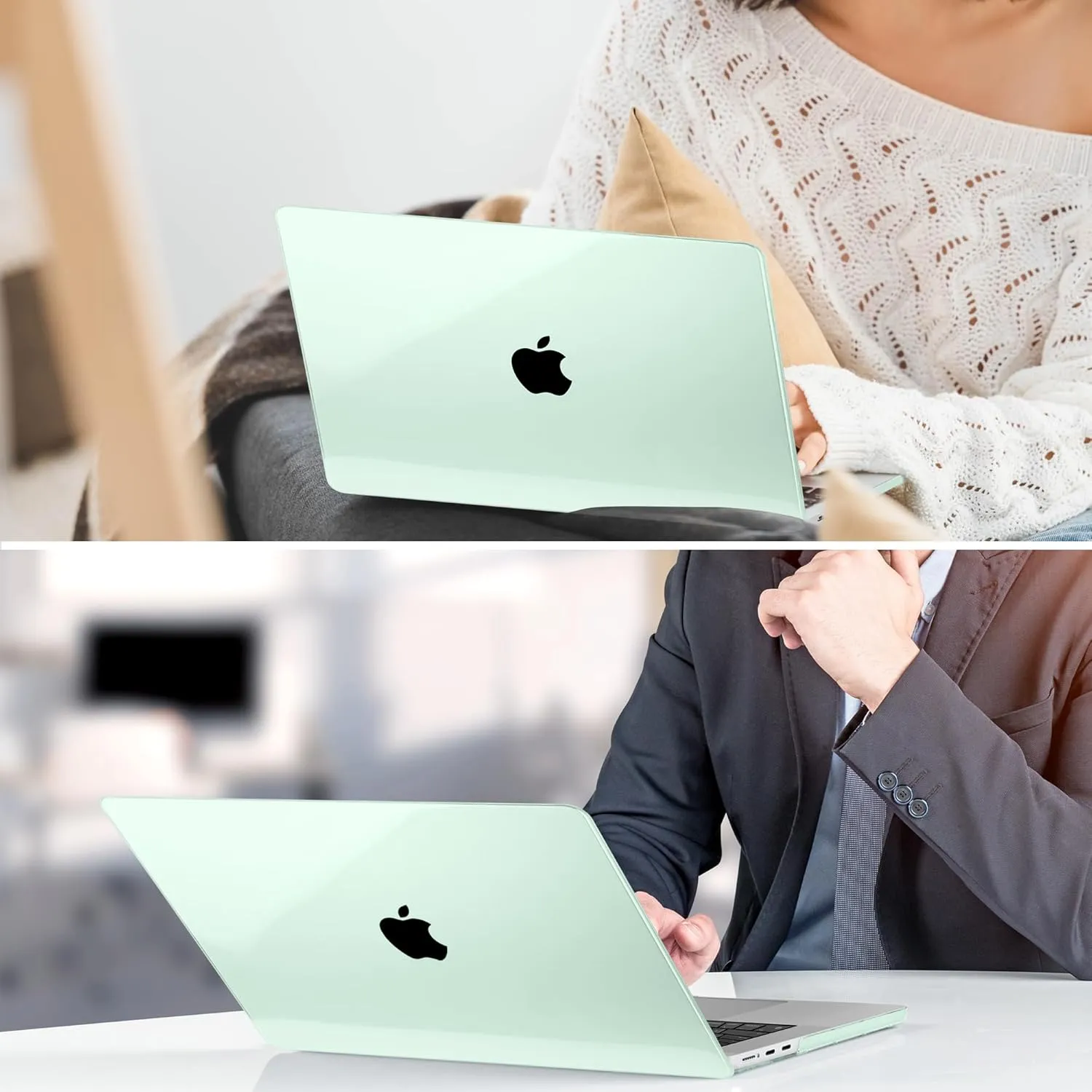 TWOLSKOO Compatible with M4 MacBook Air 15 inch Case 2025-2023 Release M4 A3241 M3 A3114 M2 A2941, Plastic Hard Shell&Screen Protector&Keyboard Cover&Trackpad Film&Type C Adapter, Crystal Green