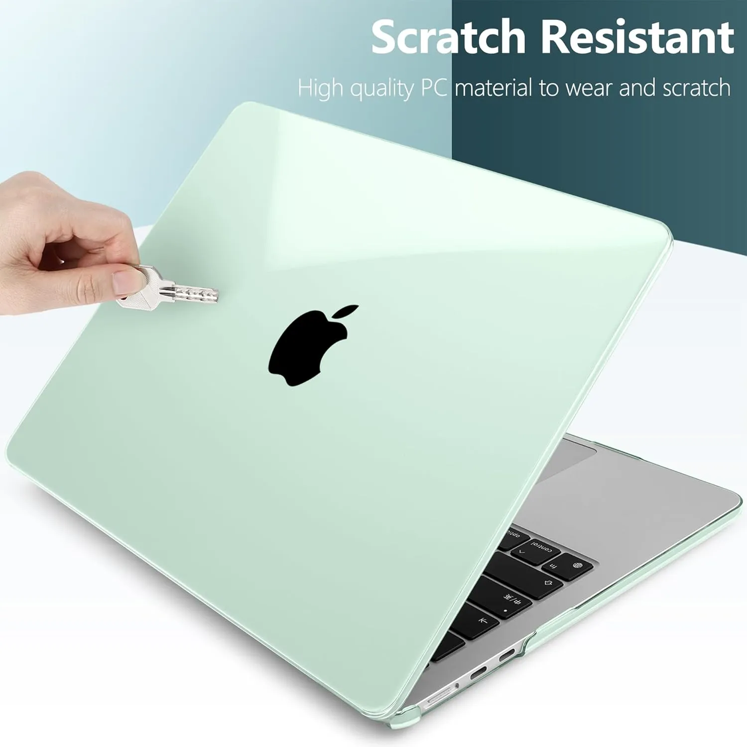 TWOLSKOO Compatible with M4 MacBook Air 15 inch Case 2025-2023 Release M4 A3241 M3 A3114 M2 A2941, Plastic Hard Shell&Screen Protector&Keyboard Cover&Trackpad Film&Type C Adapter, Crystal Green