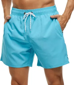 Tyhengta Men's Swim Trunks Quick Dry Beach Shorts with Zipper Pockets and Mesh Lining