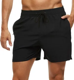 Tyhengta Men's Swim Trunks Quick Dry Beach Shorts with Zipper Pockets and Mesh Lining
