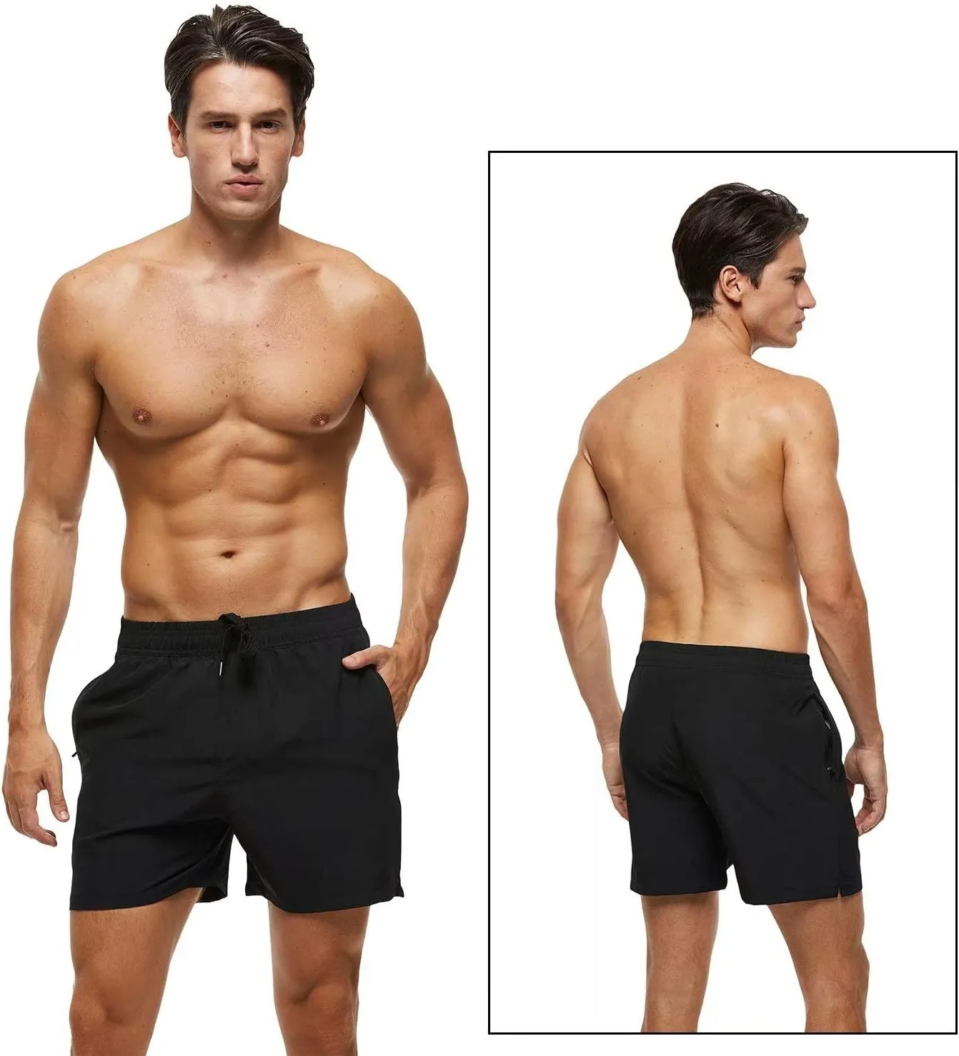 Tyhengta Men's Swim Trunks Quick Dry Beach Shorts with Zipper Pockets and Mesh Lining