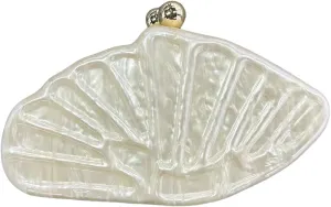 UMREN Lovely Acrylic Shell Shaped Clutch for Women Acrylic Evening Clutch Purse Marble Handbag for Wedding Cocktail Party