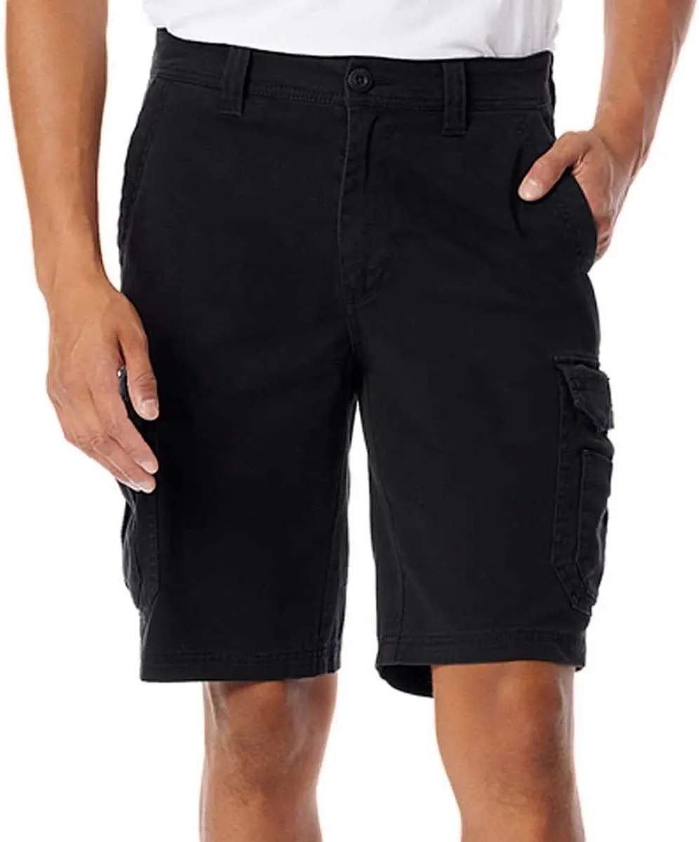 UNIONBAY Mens Midweight Flex Waist Cargo Shorts (Black, 36)