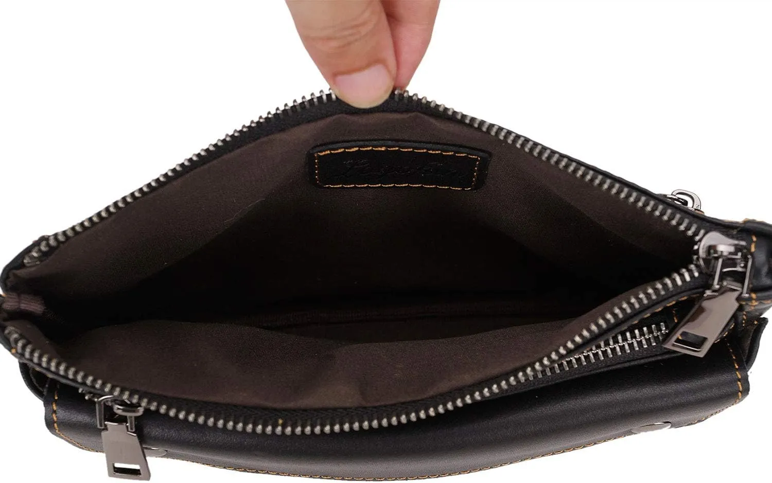 Unisex Brown Genuine Leather Waist Bag Messenger Fanny Pack Bum Bag For Men Women Travel Sports Running Hiking