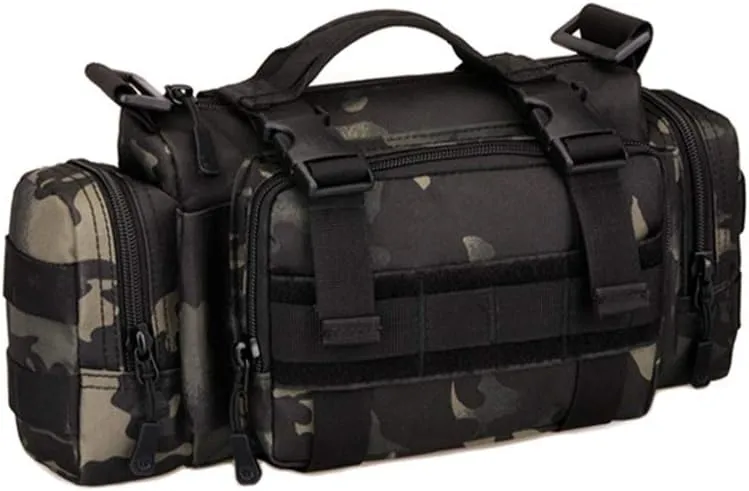 UNISTRENGH Utility 3P Military Tactical Duffle Waist Bags MOLLE Assault Shoulder Backpack Multifunction EDC Pouches Heavy Duty Fanny Packs (Black-Scorpion camouflage)