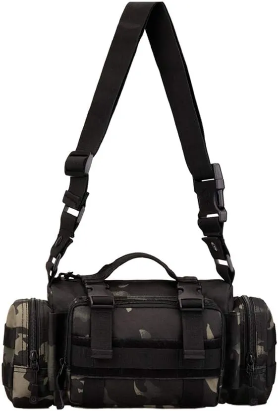 UNISTRENGH Utility 3P Military Tactical Duffle Waist Bags MOLLE Assault Shoulder Backpack Multifunction EDC Pouches Heavy Duty Fanny Packs (Black-Scorpion camouflage)