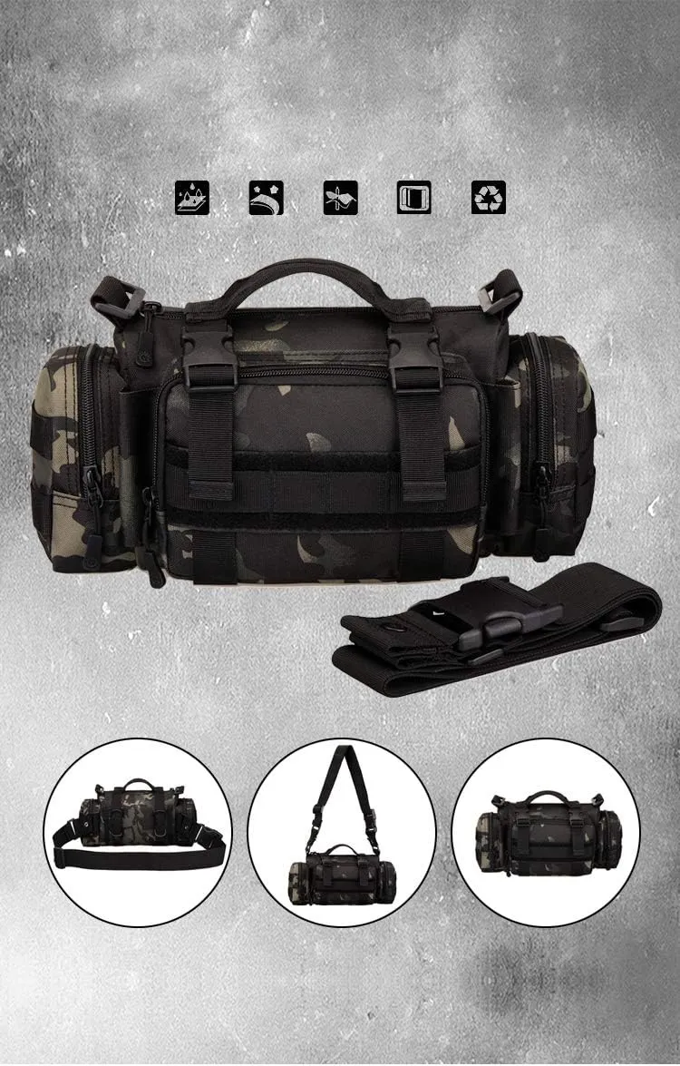 UNISTRENGH Utility 3P Military Tactical Duffle Waist Bags MOLLE Assault Shoulder Backpack Multifunction EDC Pouches Heavy Duty Fanny Packs (Black-Scorpion camouflage)