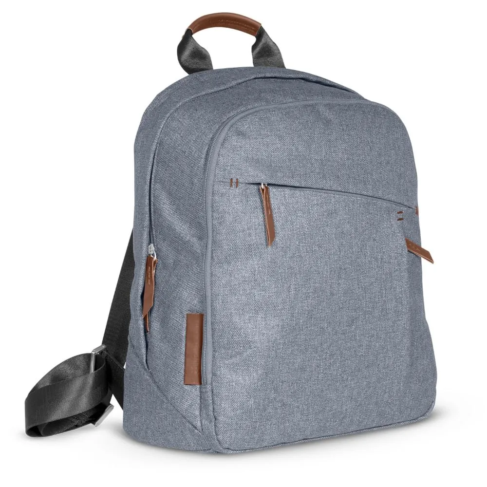UPPAbaby Changing Backpack / Multiple Storage Compartments / Stroller Strap Attachment / Bottle Insulator and Changing Pad Included / Gregory (Blue Mélange / Saddle Leather)