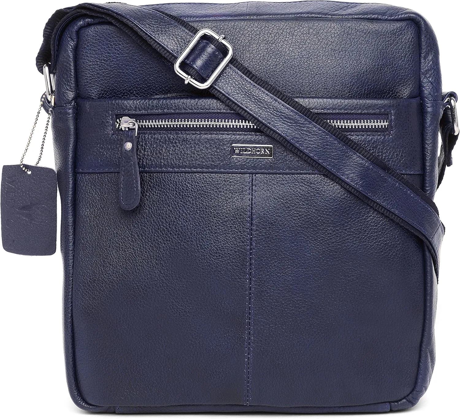 Urban Edge Leather Sling Messenger Bag for Men I Dimension: L- 11 inch H- 12.5 inch W- 2.5 inch, BLUE, Messenger Bag