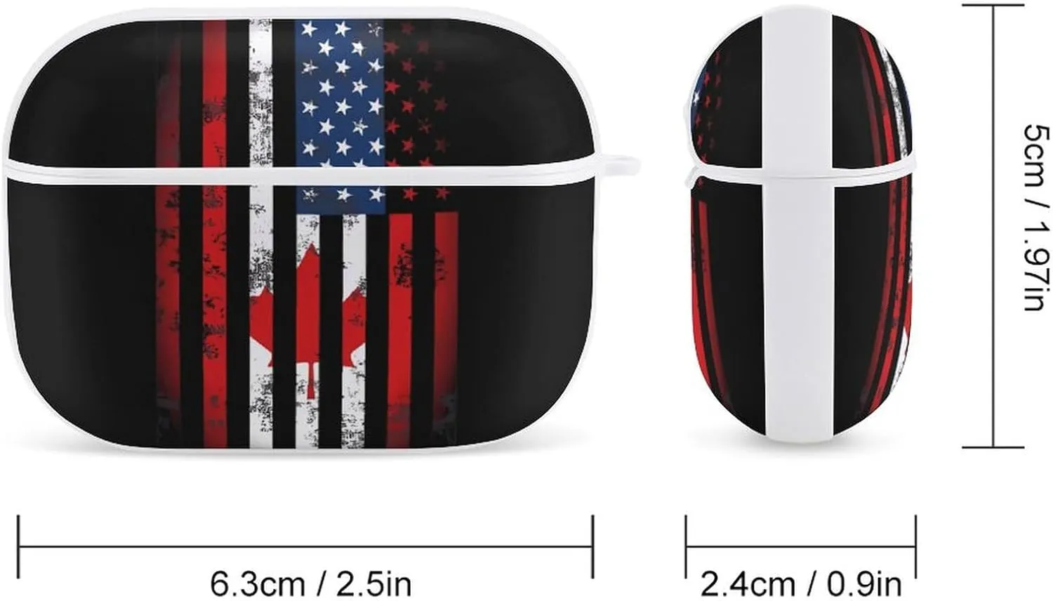U.S. Canadian Flag Funny Hard Case Compatible with Airpods Pro Earbuds Headset Cover Protective Storage Bag for Men Women