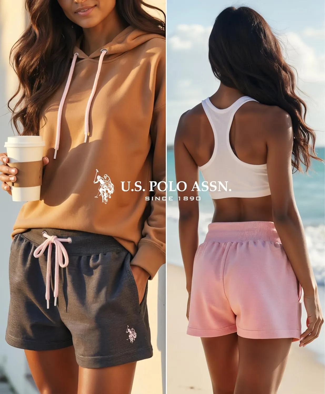 U.S. Polo Assn. Womens Sweat Shorts with Pockets - French Terry Pajama Lounge Shorts for Women