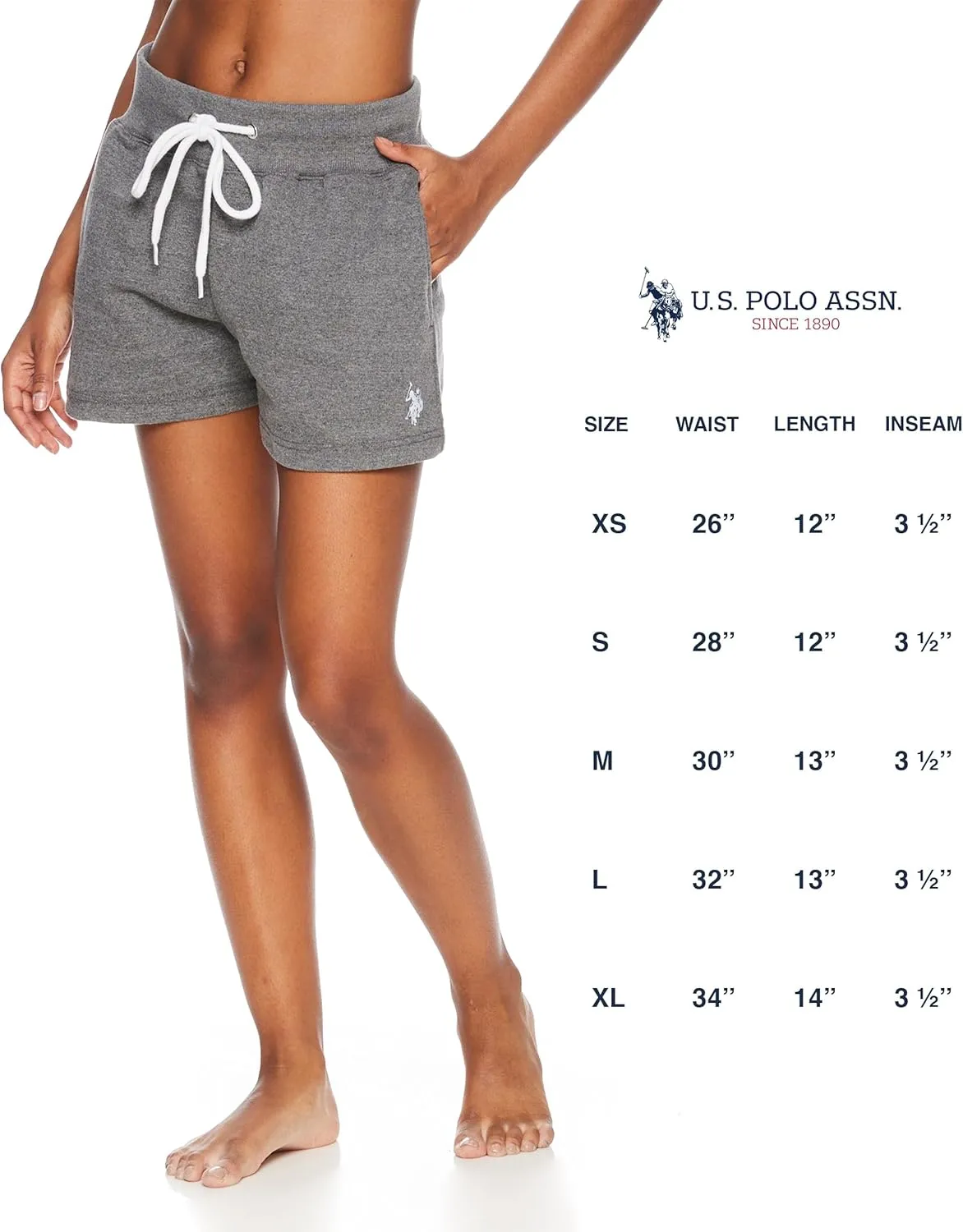 U.S. Polo Assn. Womens Sweat Shorts with Pockets - French Terry Pajama Lounge Shorts for Women