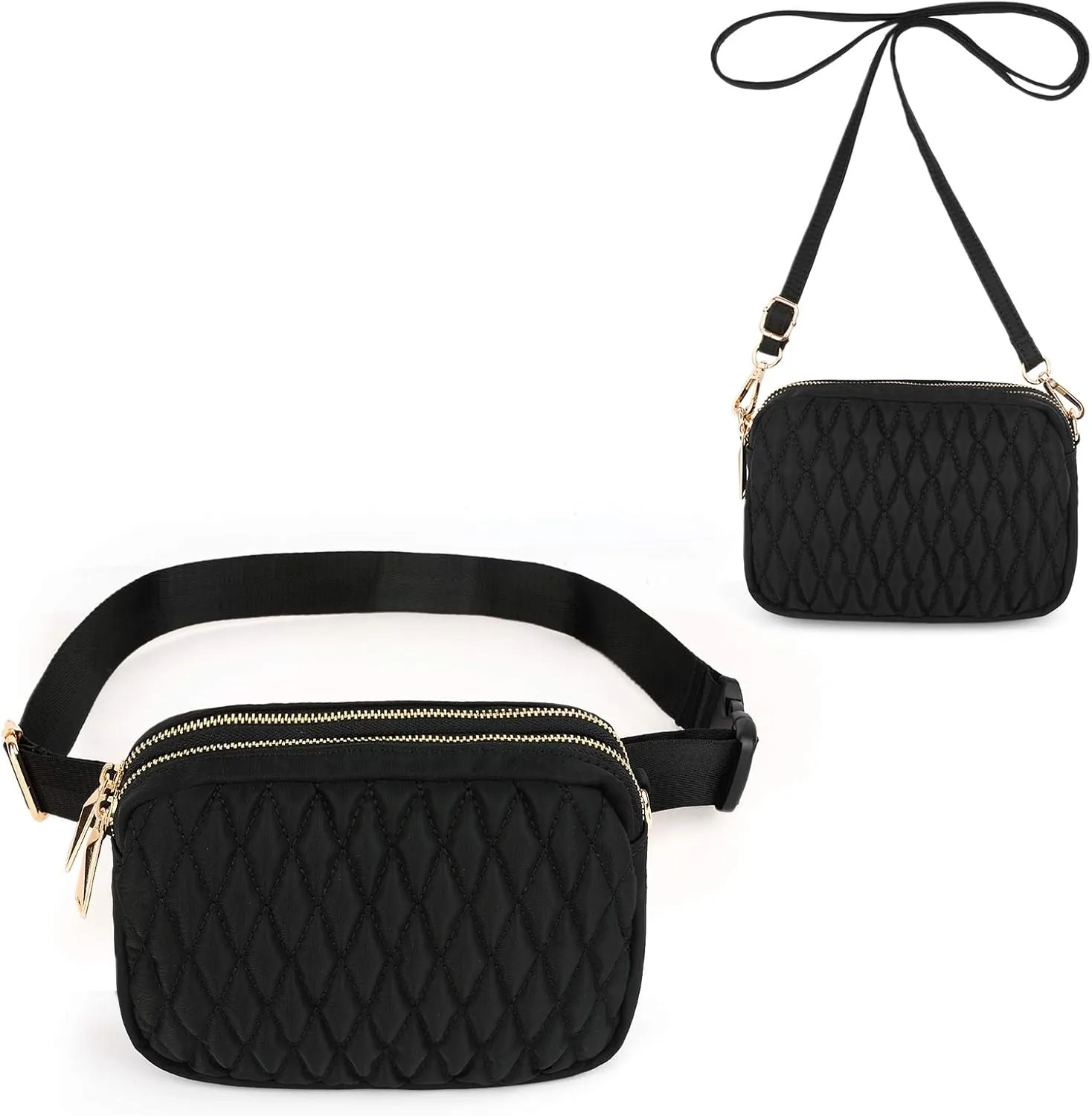 UTO Fanny Pack for Women 5 Ways Convertible Chest Bag Waterproof Fashion Lightweight Travel Waist Pack Purse