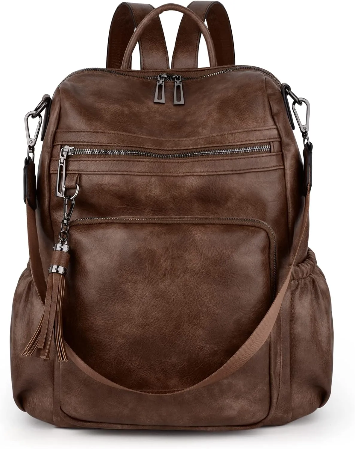 UTO Women Backpack Purse Leather Vegan Ladies Fashion Designer Rucksack Convertible Travel Shoulder Bag with Tassel