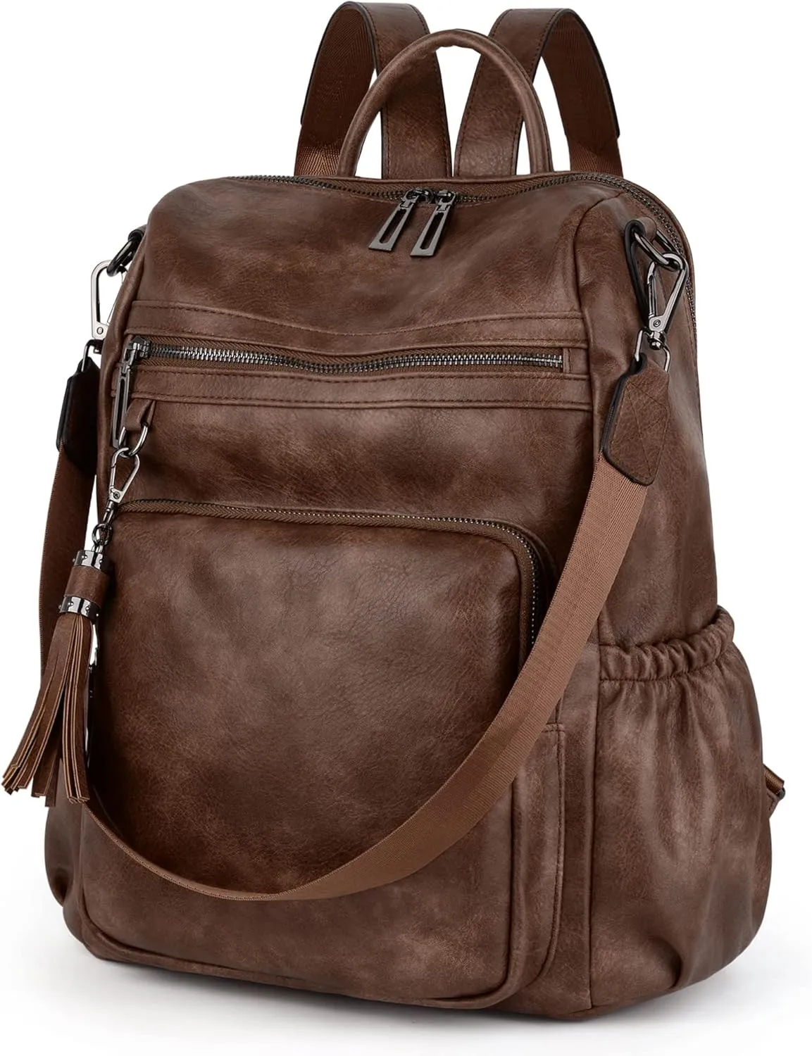 UTO Women Backpack Purse Leather Vegan Ladies Fashion Designer Rucksack Convertible Travel Shoulder Bag with Tassel