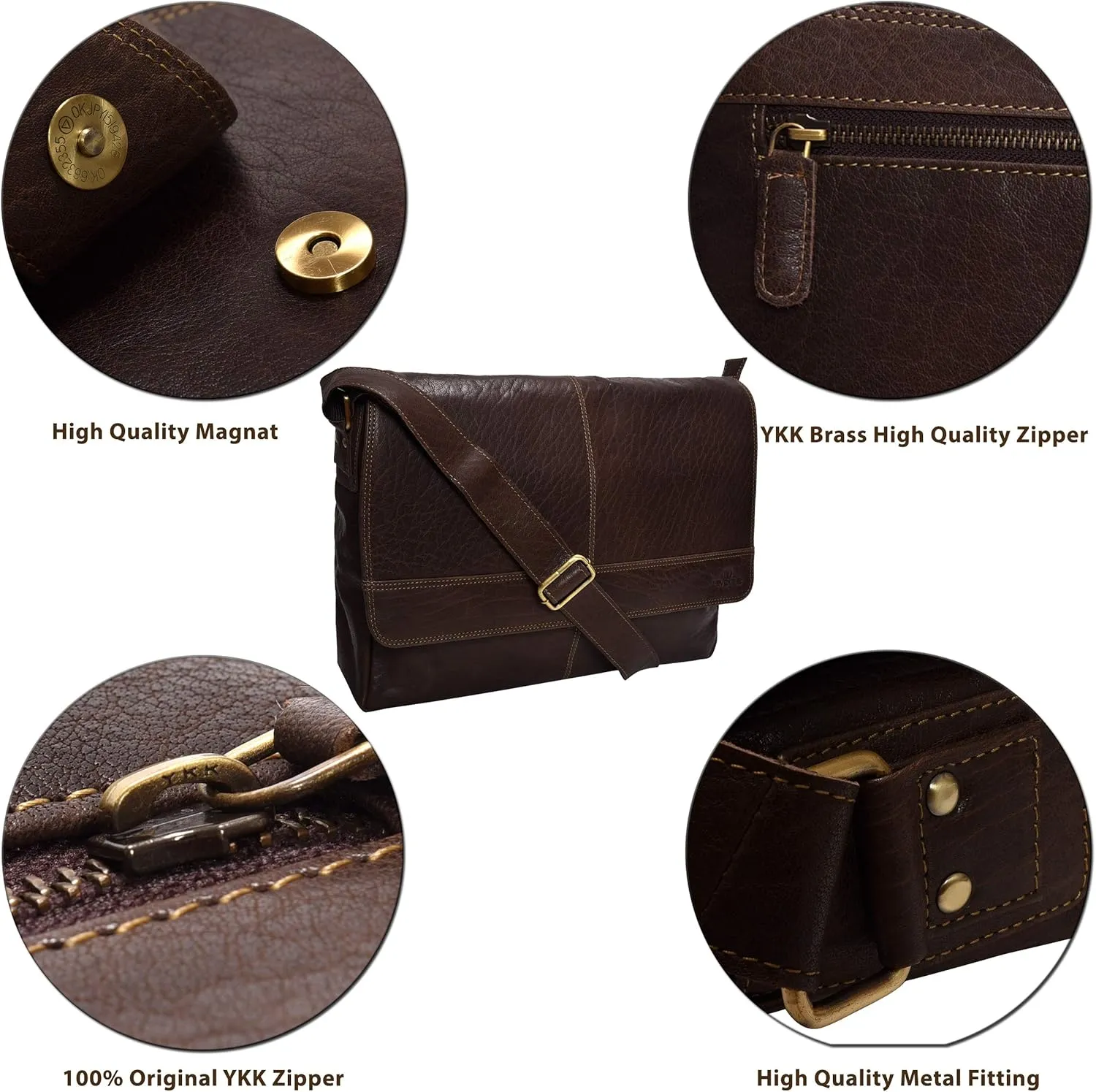 VALENCHI 14" Leather Messenger Bag