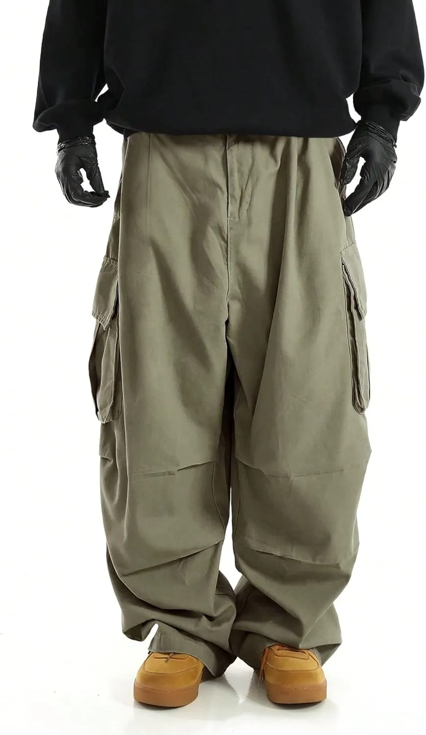 Verdusa Men's Drawstring Waist Pocket Side Loose Cargo Pants Baggy Joggers